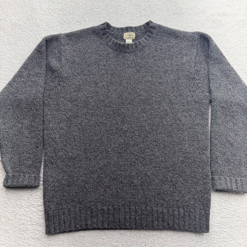 LL Bean Mens Gray Lambswool Blend Crewneck Sweater LT Tall 0 QY71 Heathered Gray
